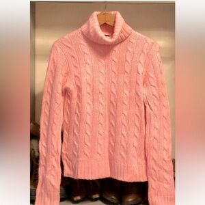 J. Crew Pink Cable Knit Turtleneck Sweater - Size M